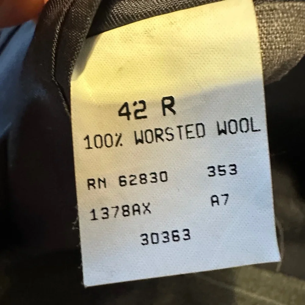 Lands End Mens 42R Grey Pinstripe 100% Worsted Wool Two Button Blazer Sport Coat